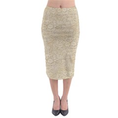 Old Floral Crochet Lace Pattern Beige Bleached Midi Pencil Skirt by EDDArt