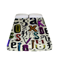 Colorful Retro Style Letters Numbers Stars Fitted Sheet (full/ Double Size) by EDDArt