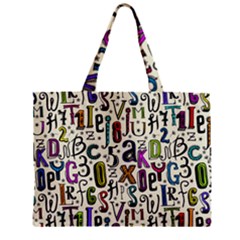 Colorful Retro Style Letters Numbers Stars Zipper Mini Tote Bag by EDDArt