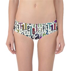 Colorful Retro Style Letters Numbers Stars Classic Bikini Bottoms by EDDArt