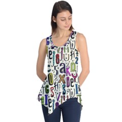 Colorful Retro Style Letters Numbers Stars Sleeveless Tunic by EDDArt