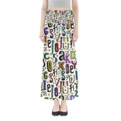 Colorful Retro Style Letters Numbers Stars Maxi Skirts by EDDArt