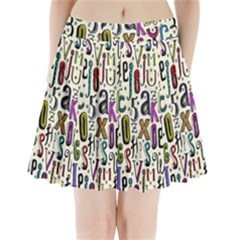 Colorful Retro Style Letters Numbers Stars Pleated Mini Skirt by EDDArt