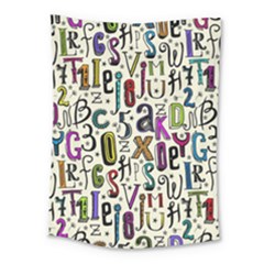 Colorful Retro Style Letters Numbers Stars Medium Tapestry by EDDArt