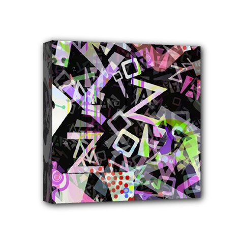 Chaos With Letters Black Multicolored Mini Canvas 4  X 4  by EDDArt