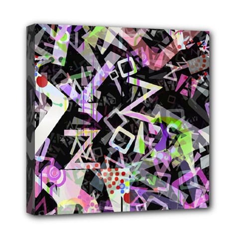 Chaos With Letters Black Multicolored Mini Canvas 8  X 8  by EDDArt