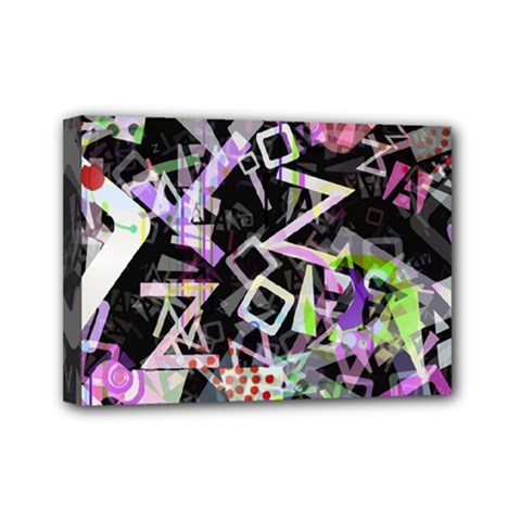 Chaos With Letters Black Multicolored Mini Canvas 7  X 5  by EDDArt