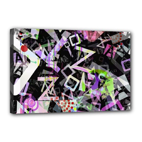 Chaos With Letters Black Multicolored Canvas 18  X 12  by EDDArt