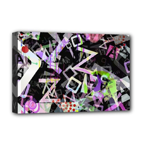 Chaos With Letters Black Multicolored Deluxe Canvas 18  X 12   by EDDArt