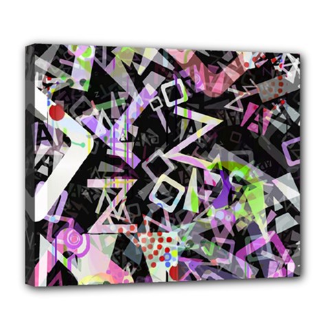 Chaos With Letters Black Multicolored Deluxe Canvas 24  X 20   by EDDArt