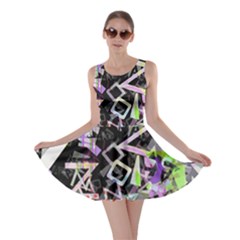 Chaos With Letters Black Multicolored Skater Dress by EDDArt