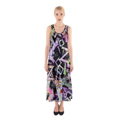 Chaos With Letters Black Multicolored Sleeveless Maxi Dress