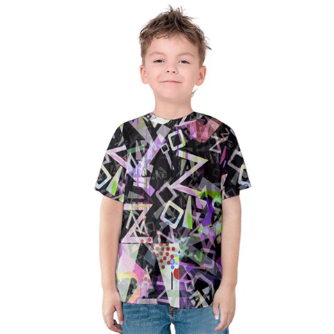 Chaos With Letters Black Multicolored Kids  Cotton Tee by EDDArt