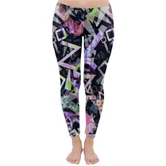 Chaos With Letters Black Multicolored Classic Winter Leggings by EDDArt