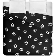 Footprints Cat White Black Duvet Cover Double Side (king Size) by EDDArt