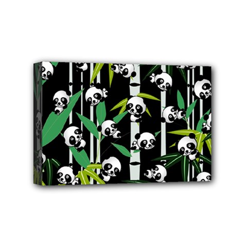 Satisfied And Happy Panda Babies On Bamboo Mini Canvas 6  X 4  by EDDArt