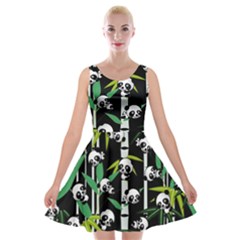 Satisfied And Happy Panda Babies On Bamboo Velvet Skater Dress by EDDArt