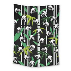 Satisfied And Happy Panda Babies On Bamboo Medium Tapestry by EDDArt