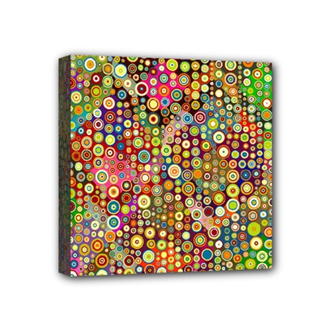 Multicolored Retro Spots Polka Dots Pattern Mini Canvas 4  X 4  by EDDArt