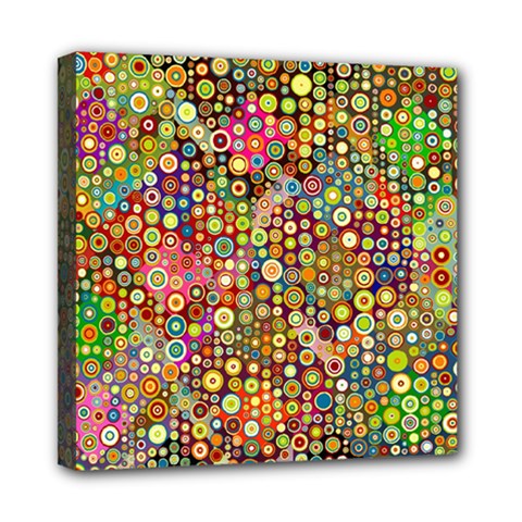 Multicolored Retro Spots Polka Dots Pattern Mini Canvas 8  X 8  by EDDArt