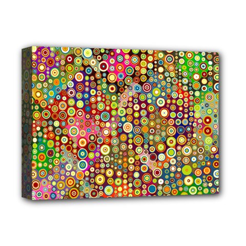 Multicolored Retro Spots Polka Dots Pattern Deluxe Canvas 16  X 12   by EDDArt