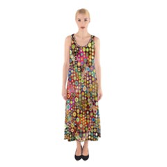 Multicolored Retro Spots Polka Dots Pattern Sleeveless Maxi Dress by EDDArt