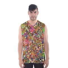 Multicolored Retro Spots Polka Dots Pattern Men s Basketball Tank Top by EDDArt