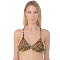 Multicolored Retro Spots Polka Dots Pattern Reversible Tri Bikini Top by EDDArt