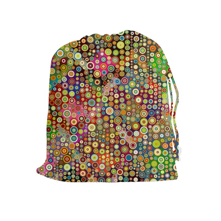 Multicolored Retro Spots Polka Dots Pattern Drawstring Pouches (Extra Large)