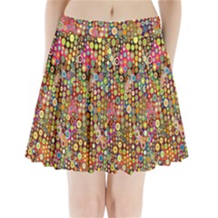 Multicolored Retro Spots Polka Dots Pattern Pleated Mini Skirt by EDDArt