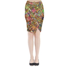 Multicolored Retro Spots Polka Dots Pattern Midi Wrap Pencil Skirt by EDDArt