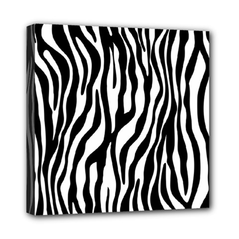 Zebra Stripes Pattern Traditional Colors Black White Mini Canvas 8  X 8  by EDDArt