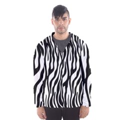 Zebra Stripes Pattern Traditional Colors Black White Hooded Wind Breaker (men) by EDDArt