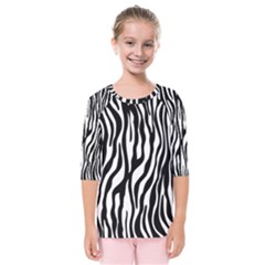 Zebra Stripes Pattern Traditional Colors Black White Kids  Quarter Sleeve Raglan Tee