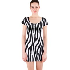 Zebra Stripes Pattern Traditional Colors Black White Short Sleeve Bodycon Dress