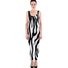 Zebra Stripes Pattern Traditional Colors Black White Onepiece Catsuit by EDDArt