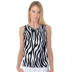 Zebra Stripes Pattern Traditional Colors Black White Women s Basketball Tank Top by EDDArt