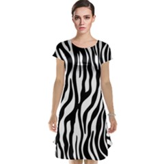 Zebra Stripes Pattern Traditional Colors Black White Cap Sleeve Nightdress by EDDArt