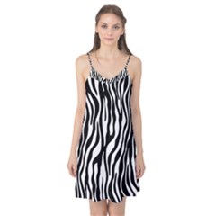 Zebra Stripes Pattern Traditional Colors Black White Camis Nightgown by EDDArt