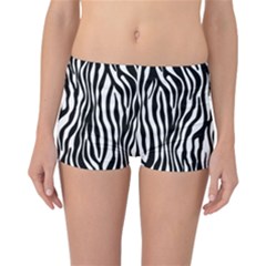 Zebra Stripes Pattern Traditional Colors Black White Reversible Bikini Bottoms by EDDArt