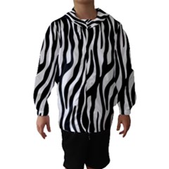 Zebra Stripes Pattern Traditional Colors Black White Hooded Wind Breaker (kids)