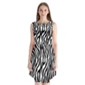 Zebra Stripes Pattern Traditional Colors Black White Sleeveless Chiffon Dress   View1