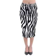 Zebra Stripes Pattern Traditional Colors Black White Midi Pencil Skirt by EDDArt