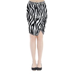 Zebra Stripes Pattern Traditional Colors Black White Midi Wrap Pencil Skirt by EDDArt