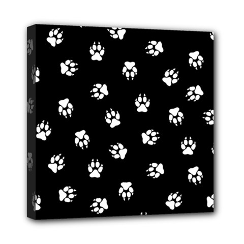 Footprints Dog White Black Mini Canvas 8  X 8  by EDDArt