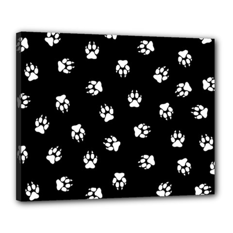 Footprints Dog White Black Canvas 20  X 16  by EDDArt