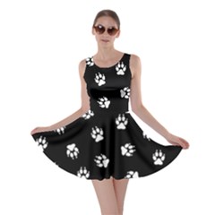 Footprints Dog White Black Skater Dress by EDDArt