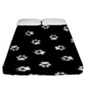 Footprints Dog White Black Fitted Sheet (King Size) View1