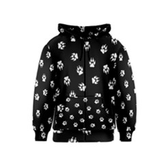 Footprints Dog White Black Kids  Zipper Hoodie by EDDArt