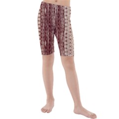 Wrinkly Batik Pattern Brown Beige Kids  Mid Length Swim Shorts by EDDArt